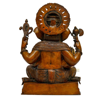 Brass Big Ganesha Statue Antique Finish For Home Office Lucky Decor 2 Feet by vendor-unknown - Hindu Gods (View 5)