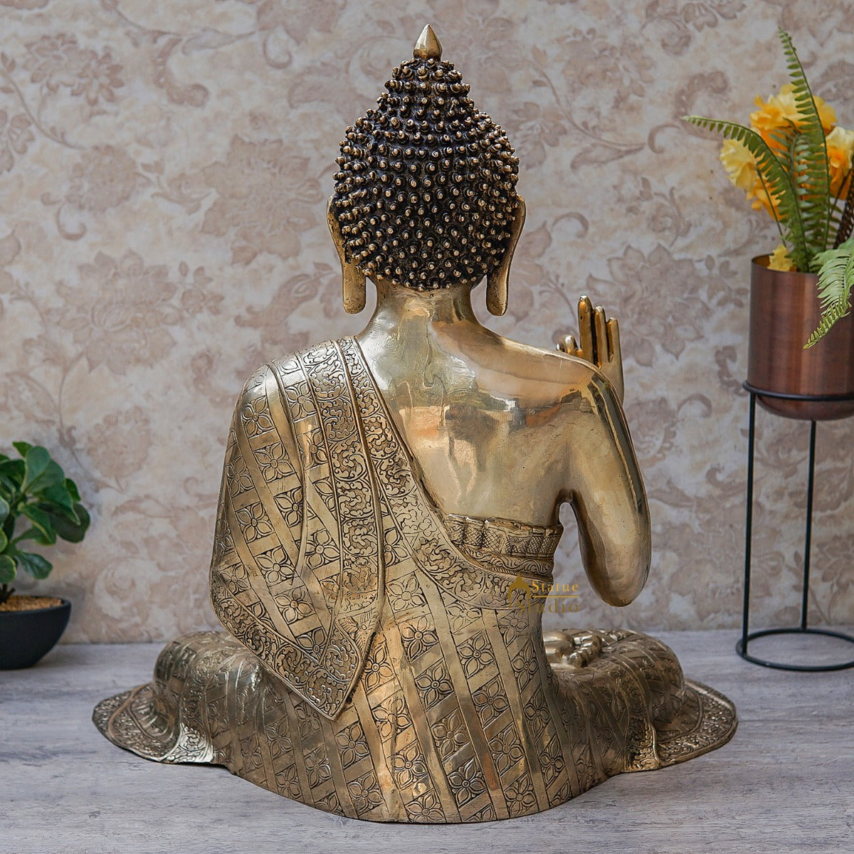 Brass Large Blessing Buddha Statue Showpiece For Home Decor 30"