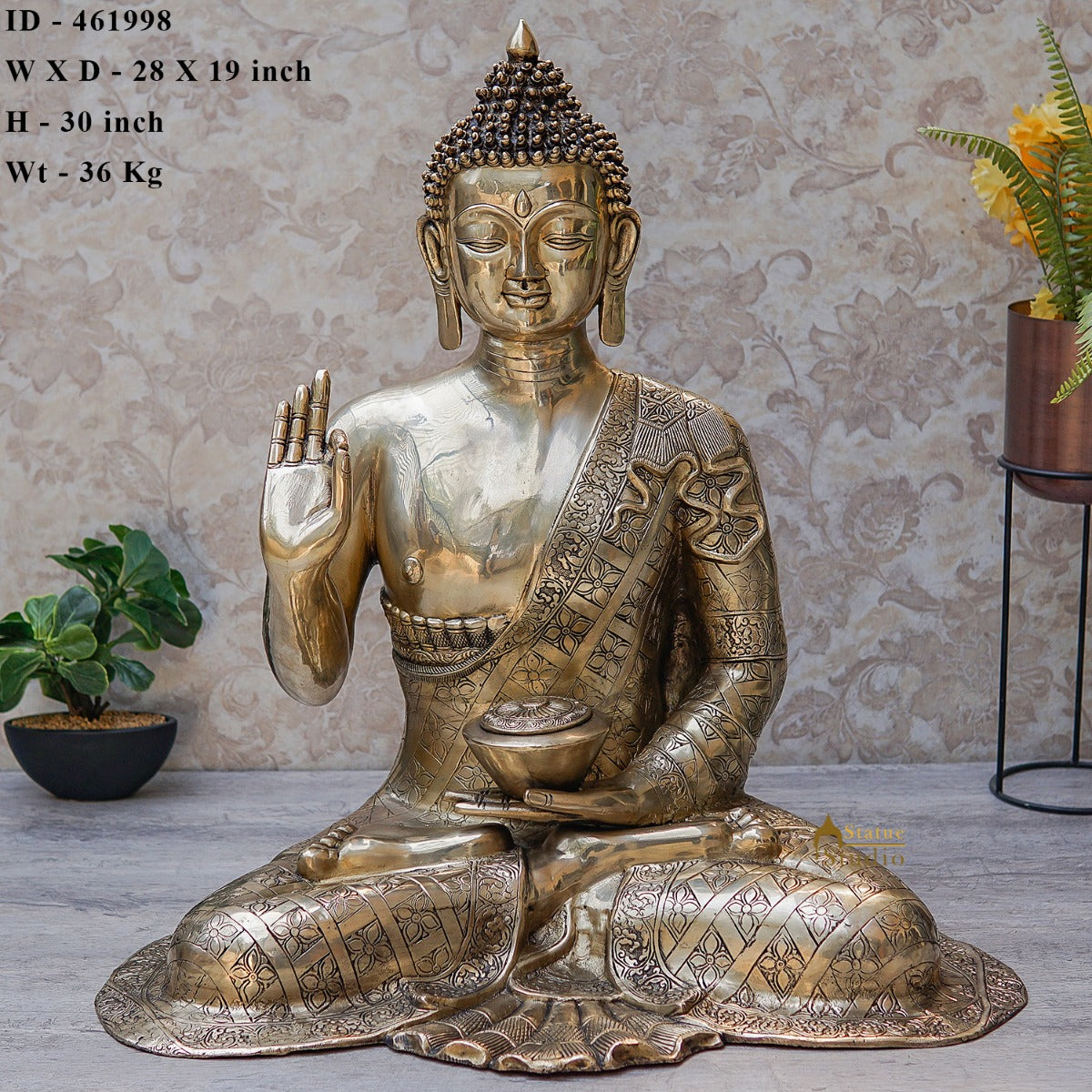 Brass Large Blessing Buddha Statue Showpiece For Home Decor 30"