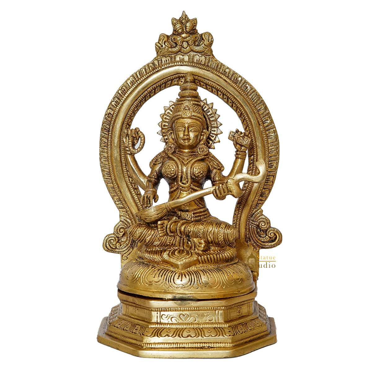 Brass Lakhmi Statue With Frame Lucky Idol Home Diwali Décor Gift 11" - Image 2
