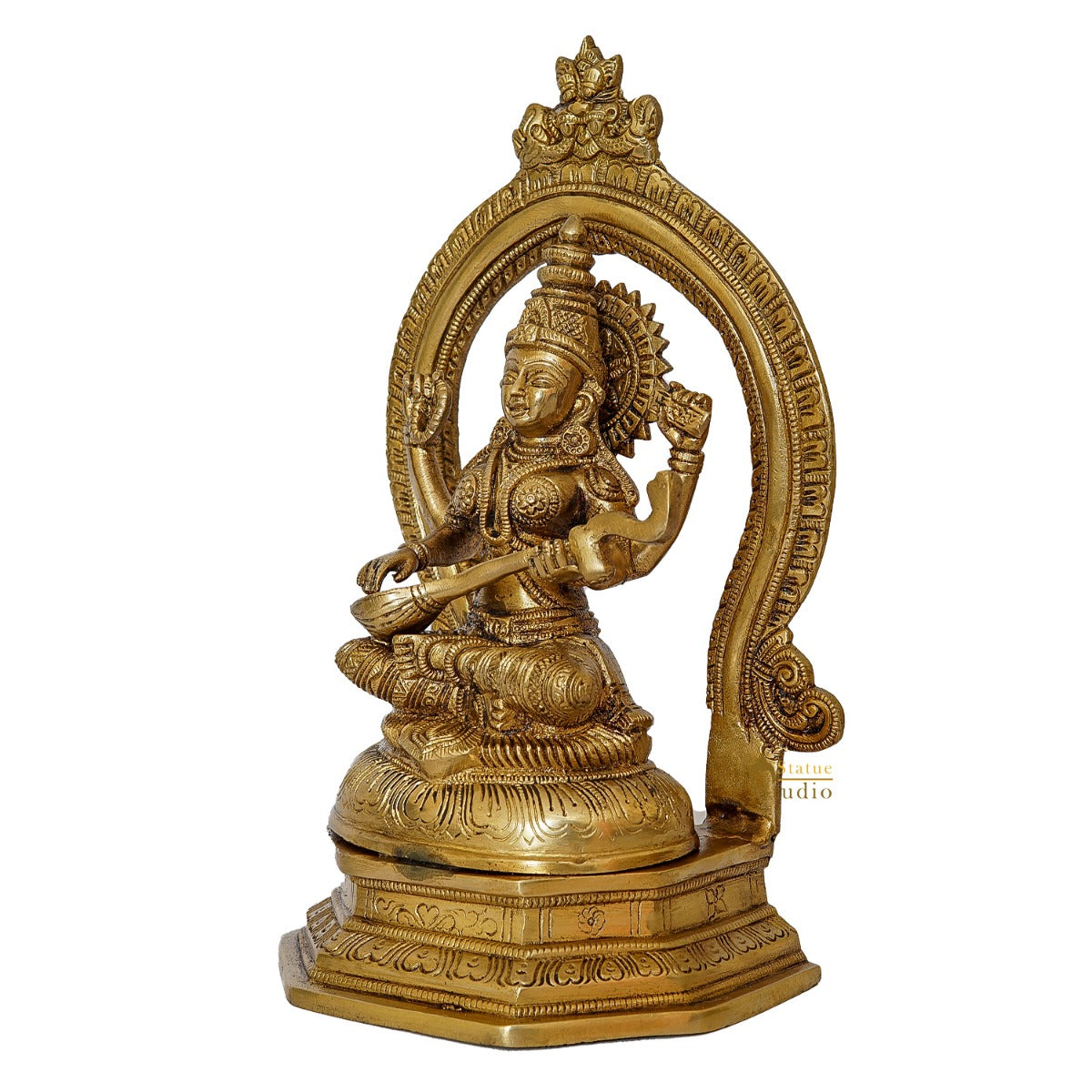 Brass Lakhmi Statue With Frame Lucky Idol Home Diwali Décor Gift 11"
