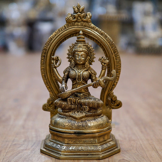 Brass Lakhmi Statue With Frame Lucky Idol Home Diwali Décor Gift 11"