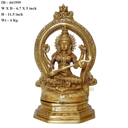 Brass Lakhmi Statue With Frame Lucky Idol Home Diwali Décor Gift 11" by vendor-unknown - Hindu Gods (View 6)