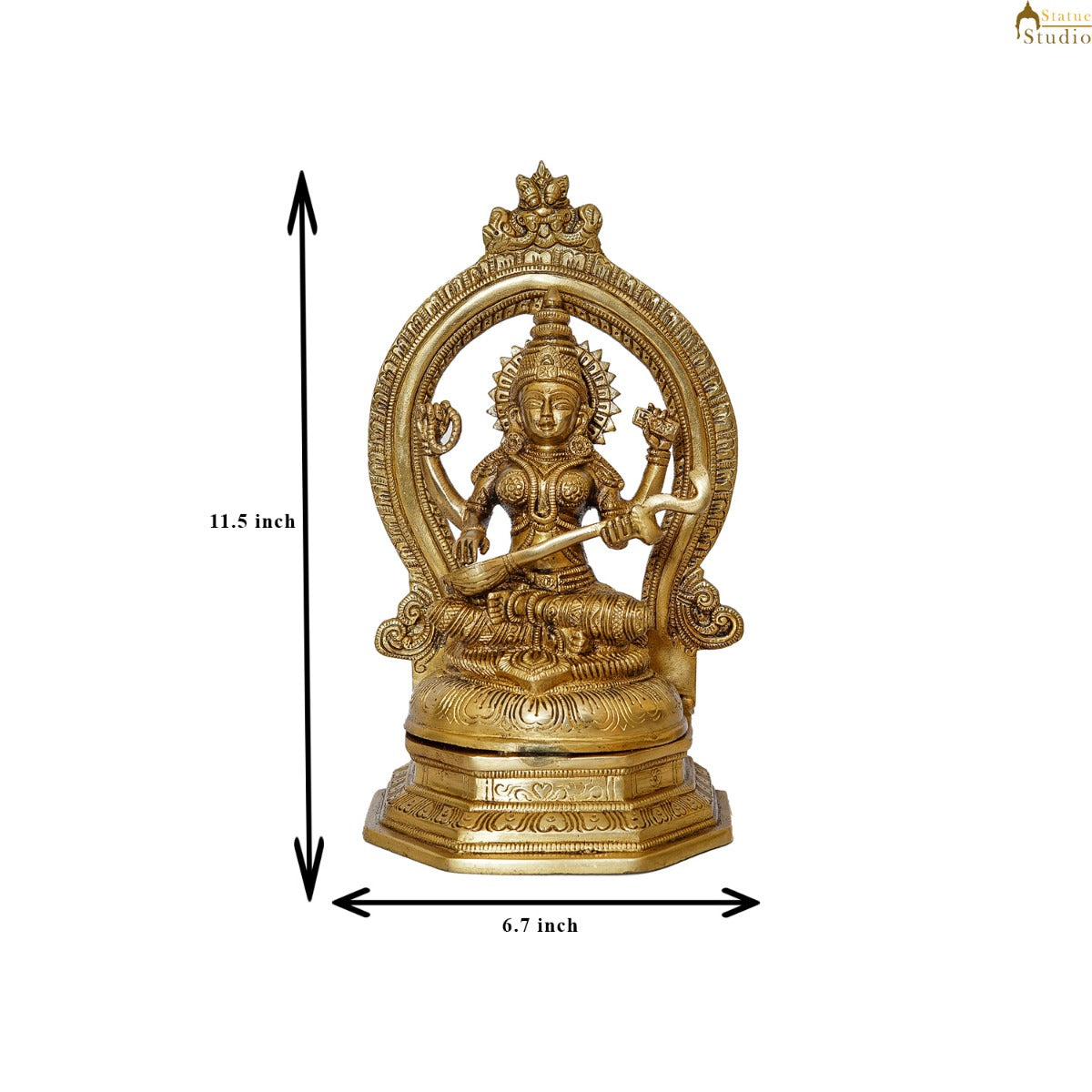 Brass Lakhmi Statue With Frame Lucky Idol Home Diwali Décor Gift 11" - Image 7