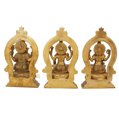Brass Ganesha Lakshmi Saraswati Statue With Frame For Home Decor 11 Inch by vendor-unknown - Hindu Gods (View 5)
