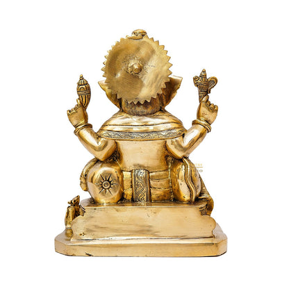 Brass Ganesha Statue Sitting Idol Home Office Diwali Room Décor Showpiece 12.5" by vendor-unknown - New Arrivals (View 5)