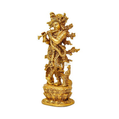 Brass Fine Standing Krishna Idol Home Office Decor Gift Statue 12 Inch by vendor-unknown - Hindu Gods (View 4)