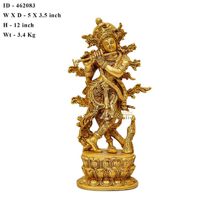 Brass Fine Standing Krishna Idol Home Office Decor Gift Statue 12 Inch by vendor-unknown - Hindu Gods (View 6)