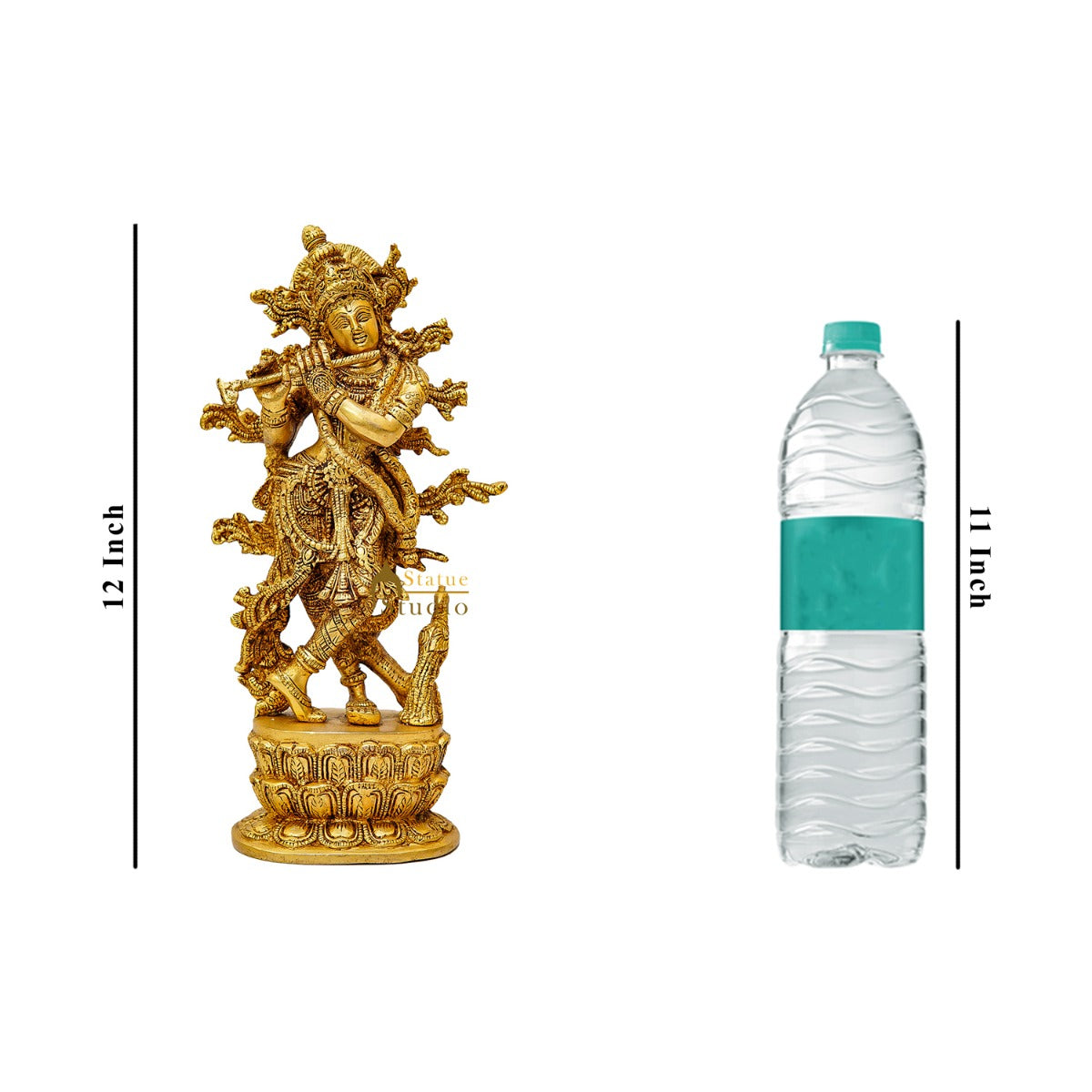 Brass Fine Standing Krishna Idol Home Office Decor Gift Statue 12 Inch - Image 7