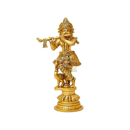Brass Fine Krishna Idol Standing Home Office Décor Gift Statue 9" by vendor-unknown - Hindu Gods (View 4)