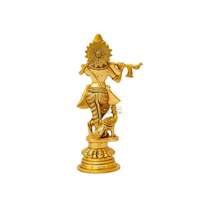 Brass Fine Krishna Idol Standing Home Office Décor Gift Statue 9" by vendor-unknown - Hindu Gods (View 6)