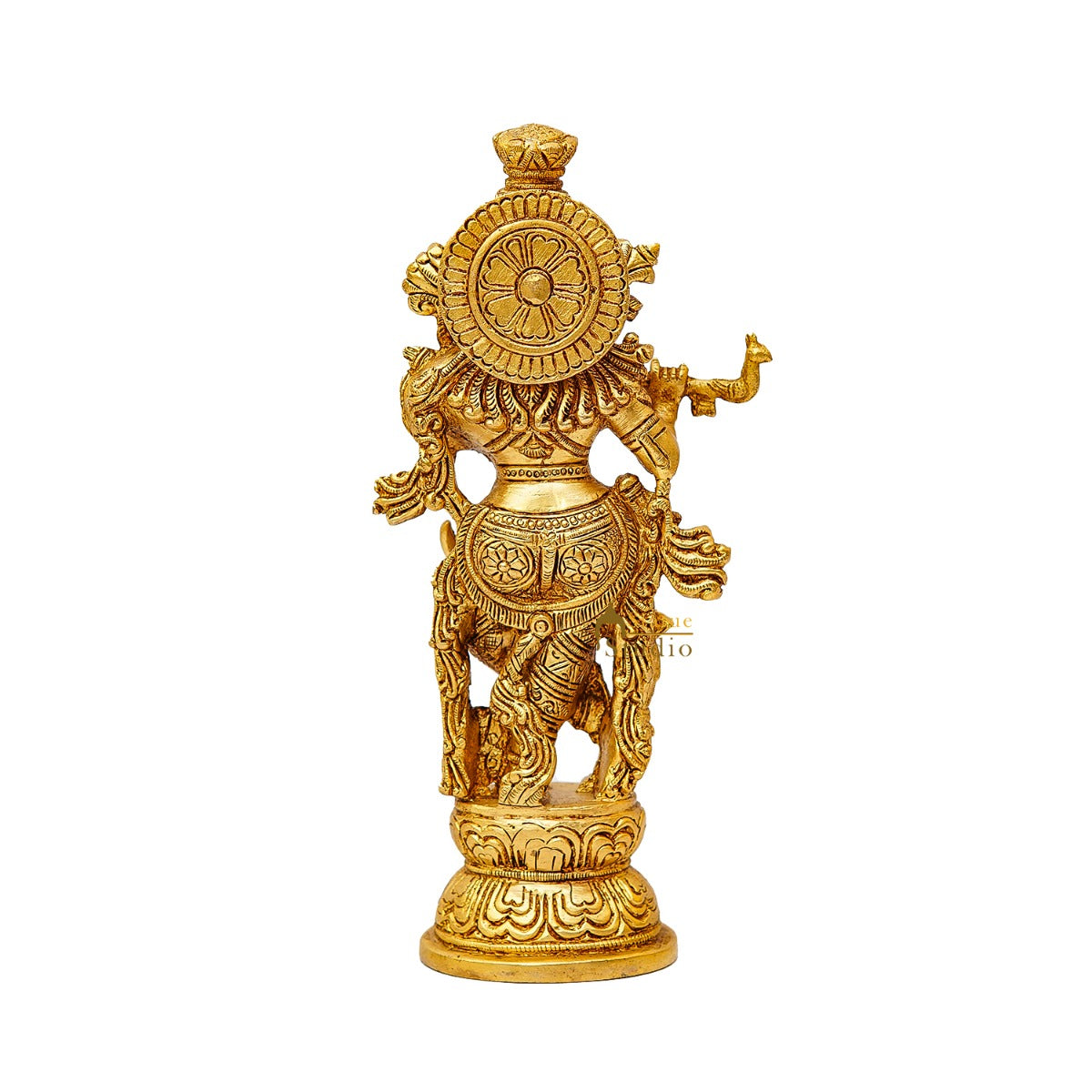 Brass Fine Krishna Idol Standing Home Office Décor Gift Statue 9.5"
