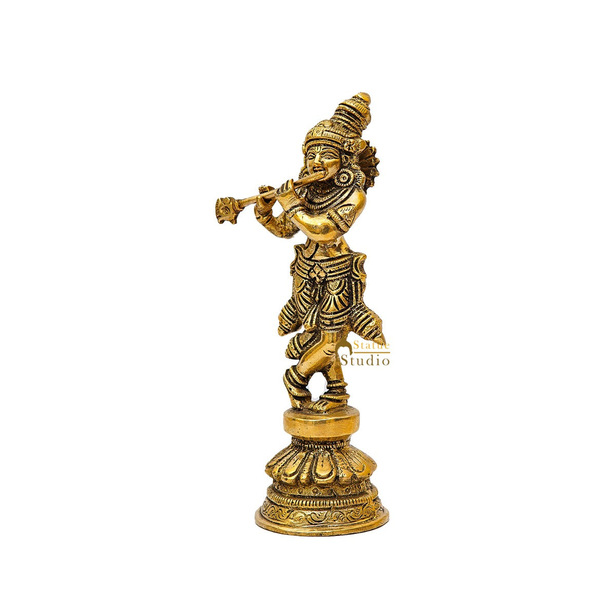 Brass Fine Krishna Idol Standing Home Office Décor Gift Statue 8" - Image 4