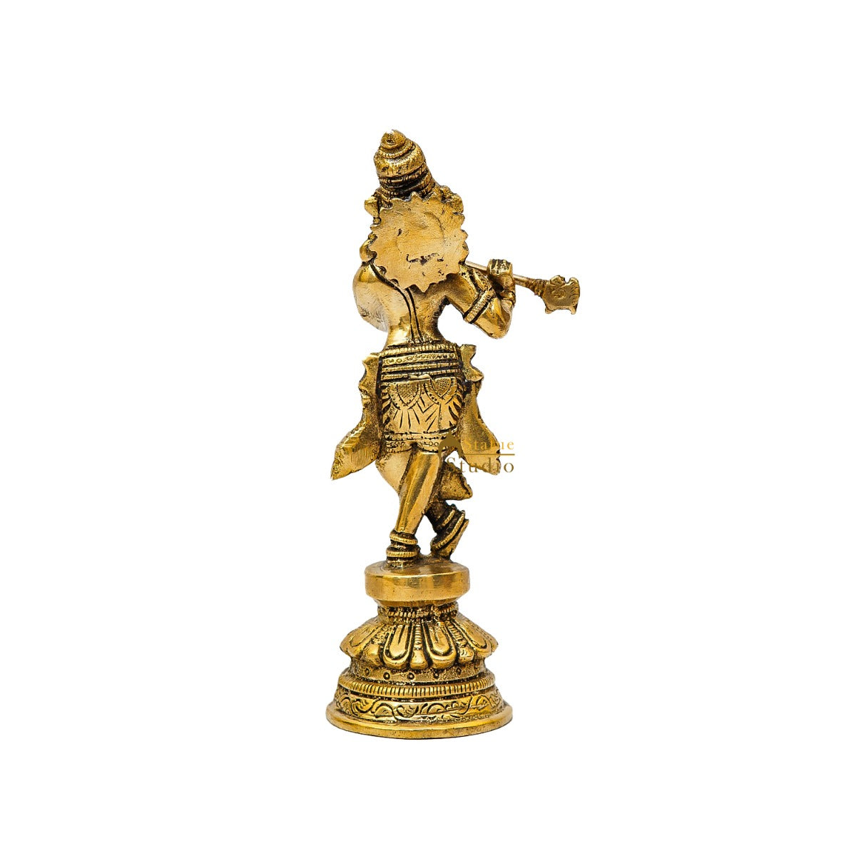 Brass Fine Krishna Idol Standing Home Office Décor Gift Statue 8"