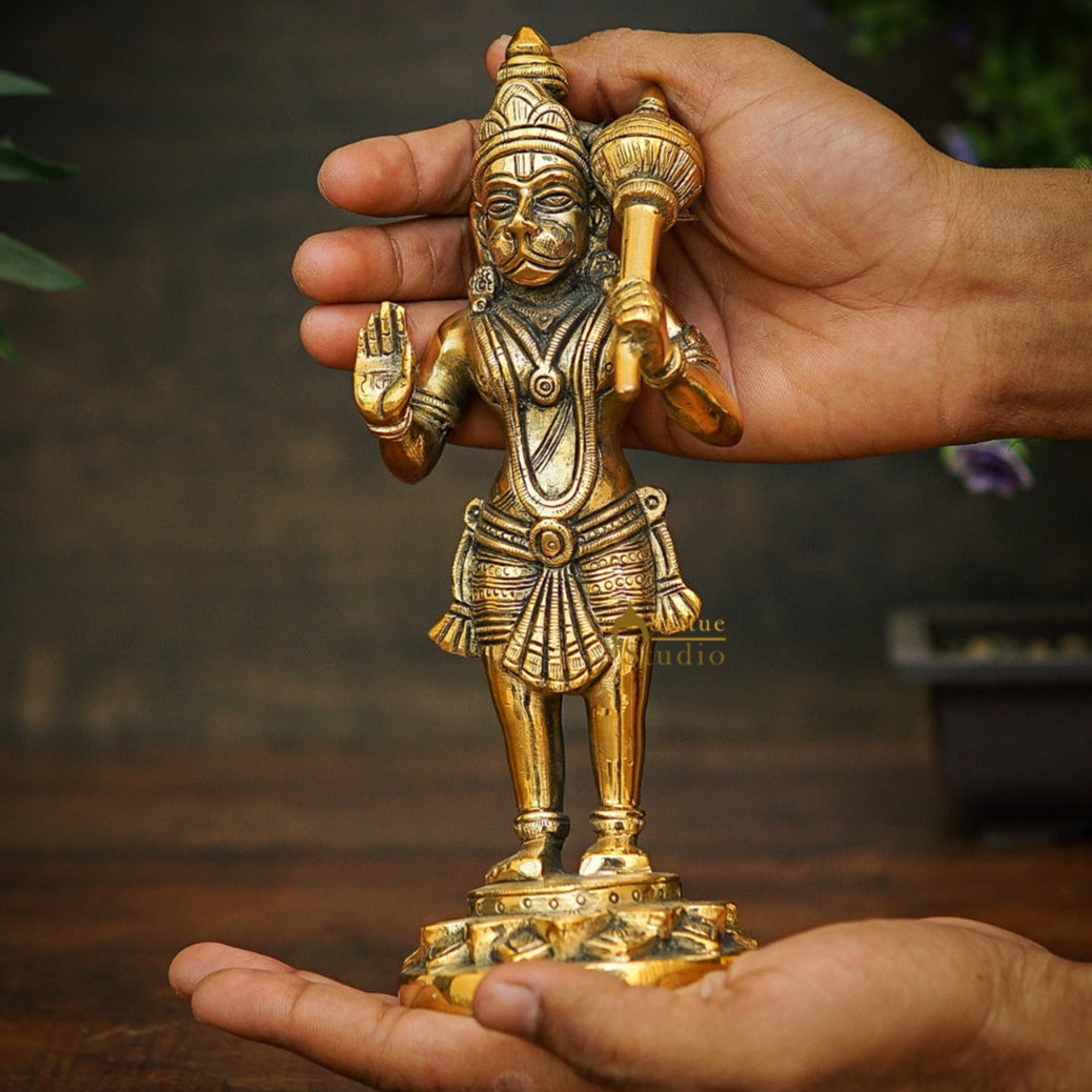 Brass Fine Standing Hanuman Idol 8 Inch - Image 2