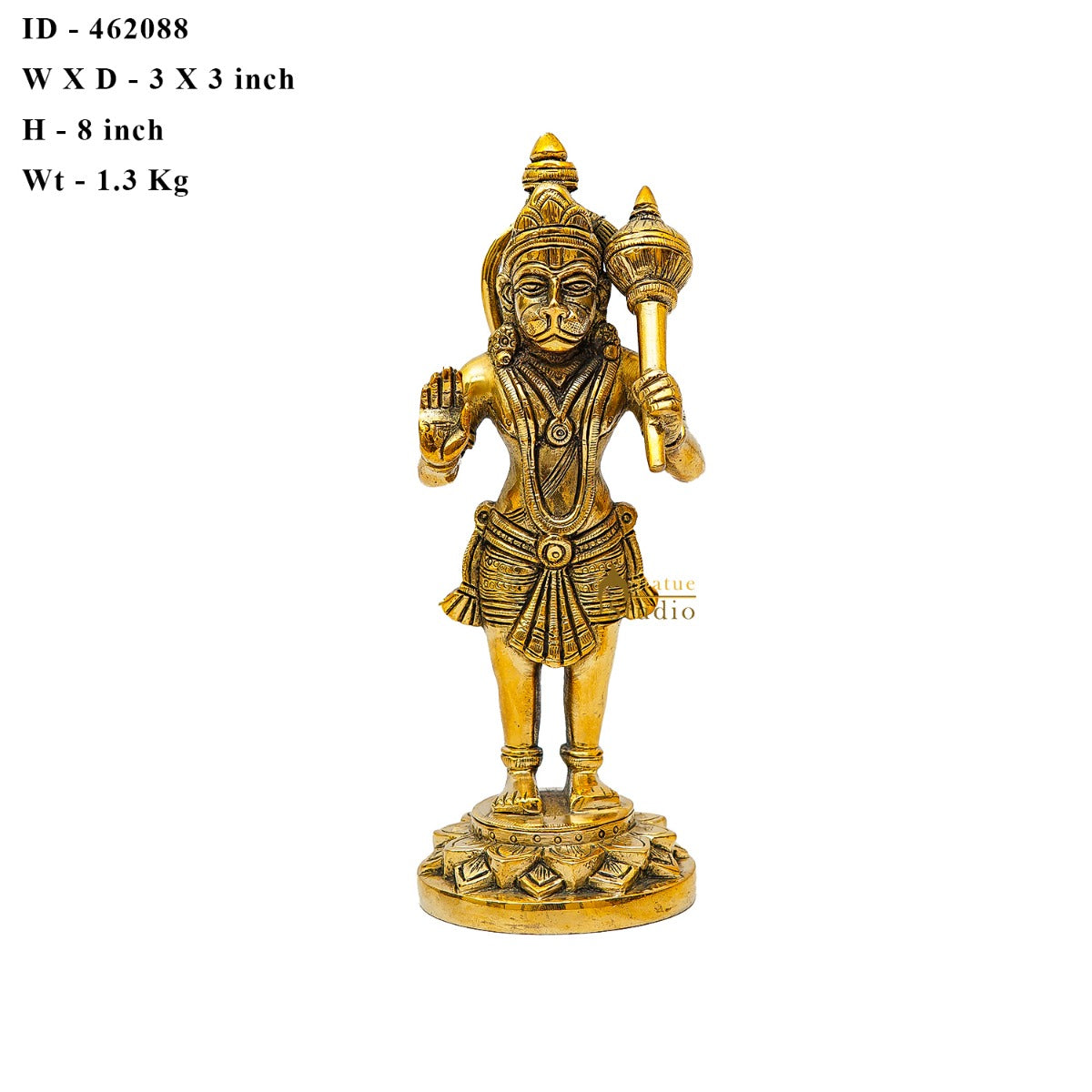 Brass Fine Standing Hanuman Idol 8 Inch - Image 6