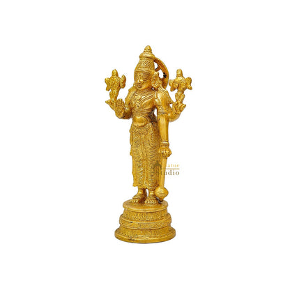Brass Fine Vishnu Idol Home Pooja Room Décor Gift Statue 8" by vendor-unknown - Hindu Gods (View 5)