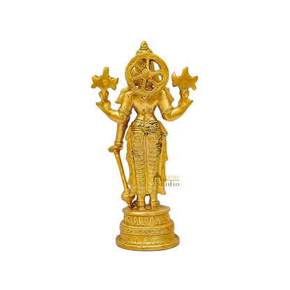 Brass Fine Vishnu Idol Home Pooja Room Décor Gift Statue 8" by vendor-unknown - Hindu Gods (View 6)