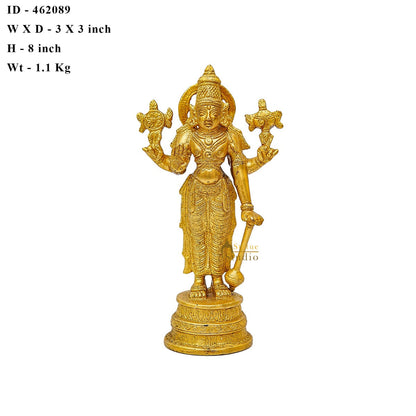 Brass Fine Vishnu Idol Home Pooja Room Décor Gift Statue 8" by vendor-unknown - Hindu Gods (View 7)