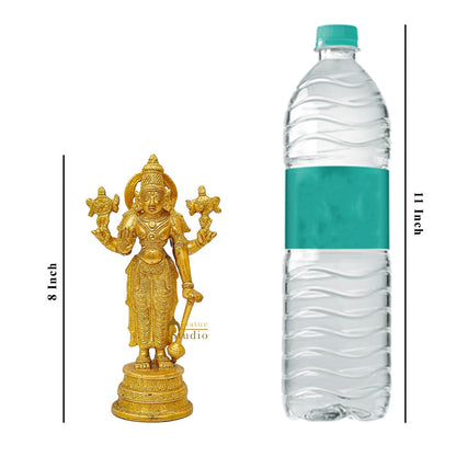 Brass Fine Vishnu Idol Home Pooja Room Décor Gift Statue 8" by vendor-unknown - Hindu Gods (View 8)