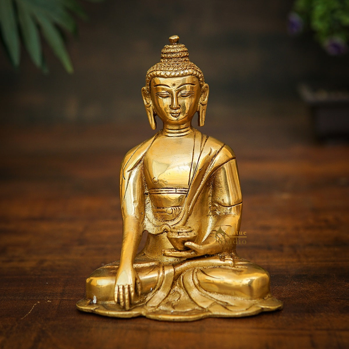 Brass Small Buddha Statue For Home Decor Gift Showpiece 6 Inch - Eco-friendly - Sama Homes
