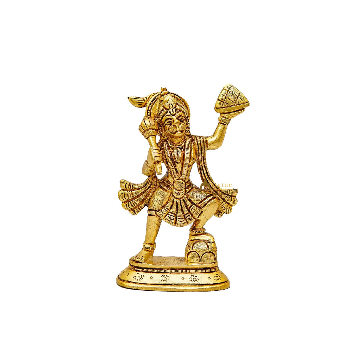 Brass Fine Hanuman Idol Carrying Hill 5 Inch