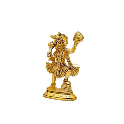 Brass Fine Hanuman Idol Carrying Hill 5 Inch by vendor-unknown - Hindu Gods (View 4)