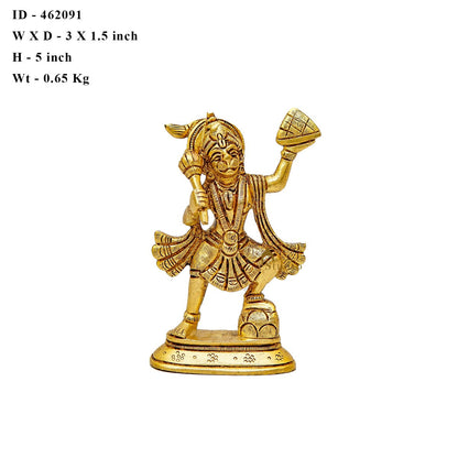 Brass Fine Hanuman Idol Carrying Hill 5 Inch by vendor-unknown - Hindu Gods (View 6)
