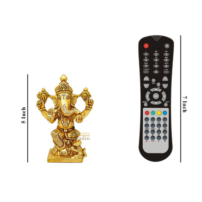 Brass Fine Mini Ganesha Idol For Home Temple Pooja Décor Statue 5" by vendor-unknown - New Arrivals (View 8)