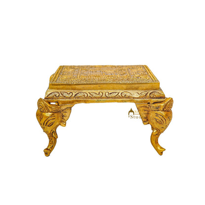 Brass Pooja Chowki For Home Temple Puja Room Diwali Décor 5 Inch by vendor-unknown - Spiritual (View 4)