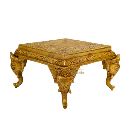 Brass Pooja Chowki For Home Temple Puja Room Diwali Décor 5 Inch by vendor-unknown - Spiritual (View 5)