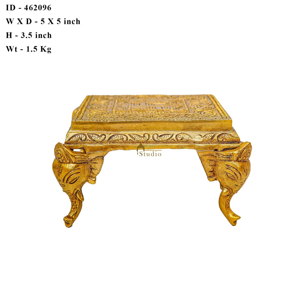 Brass Pooja Chowki For Home Temple Puja Room Diwali Décor 5 Inch - Image 6