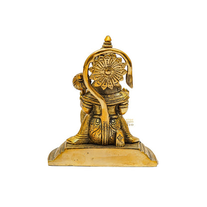Brass Hanuman Sitting Idol For Home Temple Pooja Décor Gift Statue 6" by vendor-unknown - Hindu Gods (View 6)