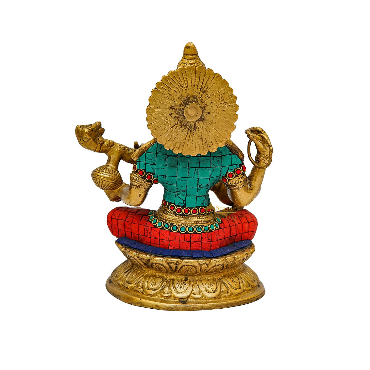 Brass Saraswati Idol For Home Temple Pooja Décor Lucky Gift Statue 9" - Image 5