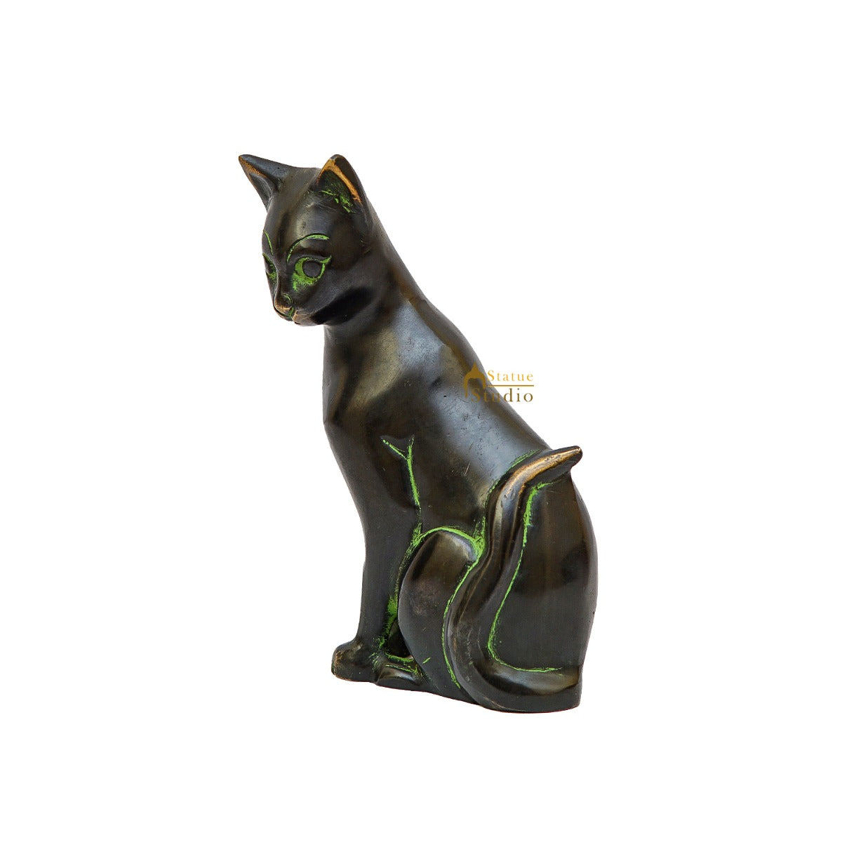 Brass Antique Cat Showpiece For Home Living Room Décor Statue 6" - Image 5