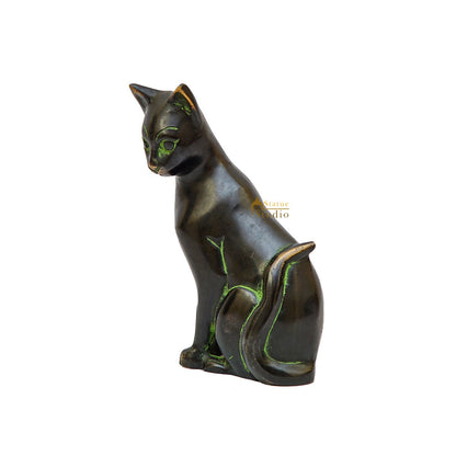 Brass Antique Cat Showpiece For Home Living Room Décor Statue 6" by vendor-unknown - Decor (View 5)
