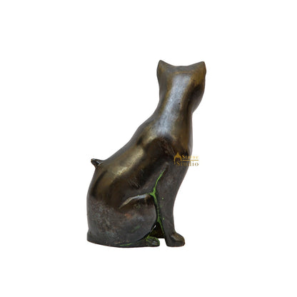 Brass Antique Cat Showpiece For Home Living Room Décor Statue 6" by vendor-unknown - Decor (View 6)