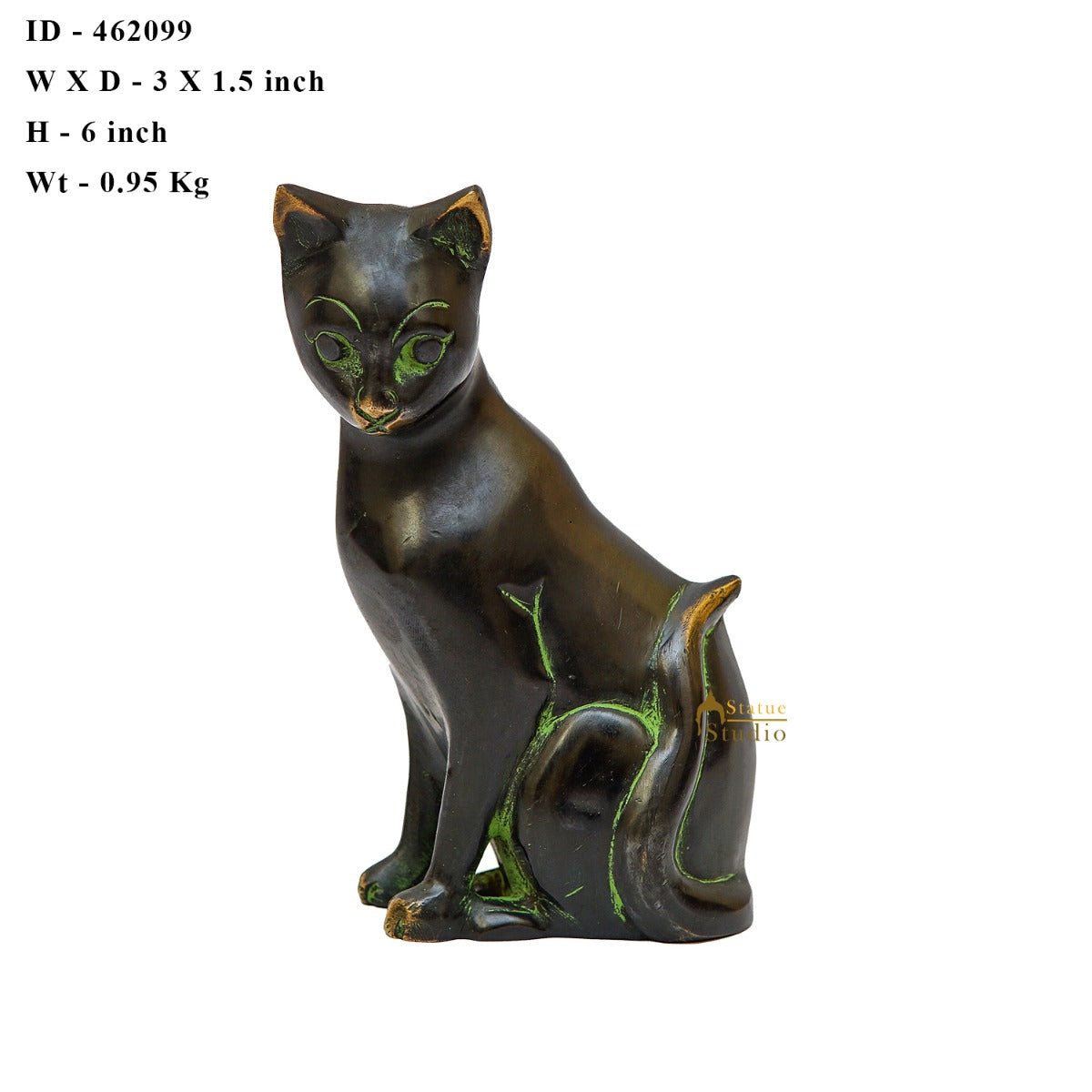Brass Antique Cat Showpiece For Home Living Room Décor Statue 6" - Image 7