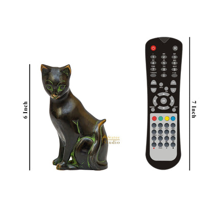 Brass Antique Cat Showpiece For Home Living Room Décor Statue 6" by vendor-unknown - Decor (View 8)