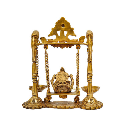 Brass Ganesha Idol On Jhula Swing Home Diwali Décor Statue 9" by vendor-unknown - New Arrivals (View 5)