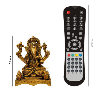 Brass Fine Ganesha Idol On Chowki Diwali Pooja Décor Gift Statue 5" by vendor-unknown - New Arrivals (View 7)