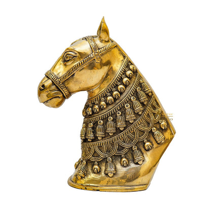 Brass Horse Face Lucky FengShui Vastu Home Décor Gift Showpiece 11" by vendor-unknown - Decor (View 5)