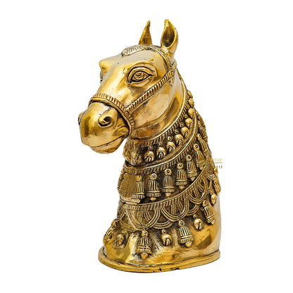 Brass Horse Face Lucky FengShui Vastu Home Décor Gift Showpiece 11" by vendor-unknown - Decor (View 4)