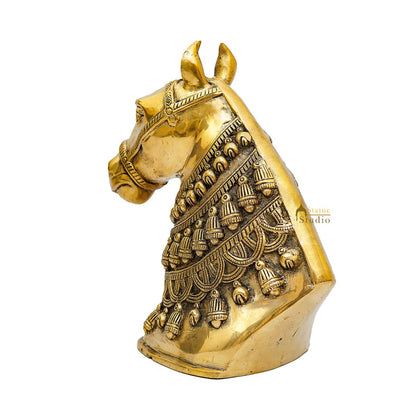 Brass Horse Face Lucky FengShui Vastu Home Décor Gift Showpiece 11" by vendor-unknown - Decor (View 6)