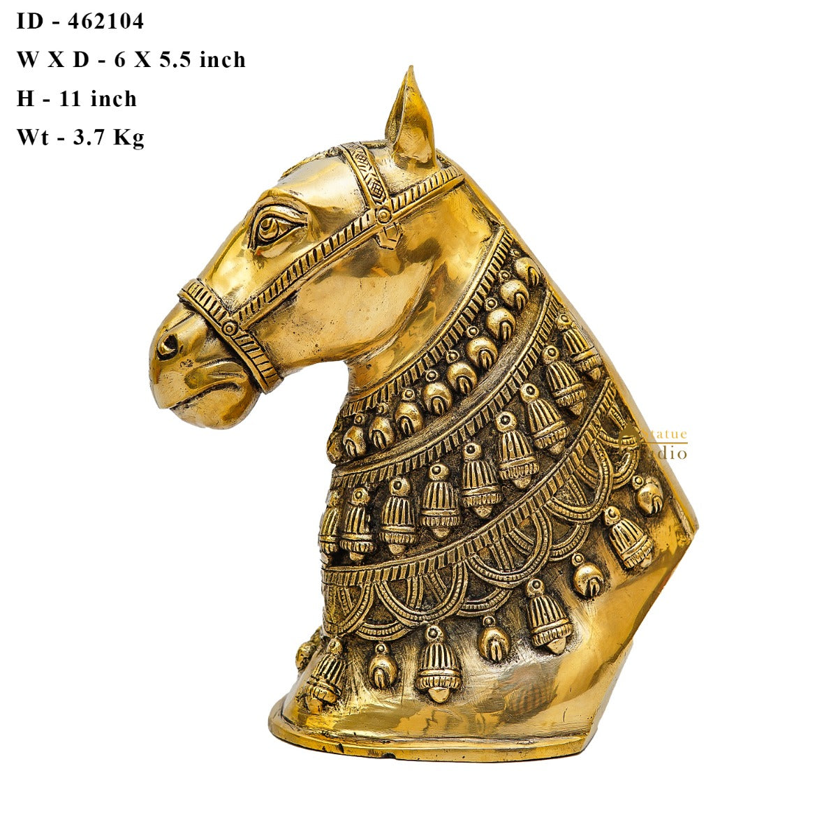 Brass Horse Face Lucky FengShui Vastu Home Décor Gift Showpiece 11" - Image 7