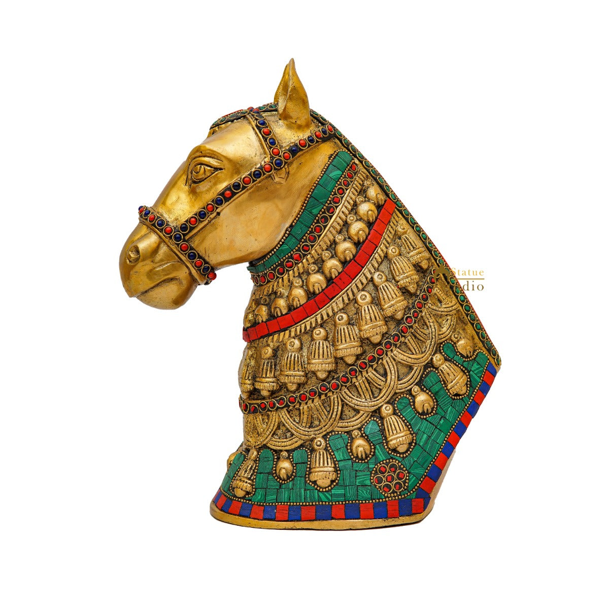 Brass Horse Face Lucky FengShui Vastu Home Décor Gift Showpiece 11" - Image 5