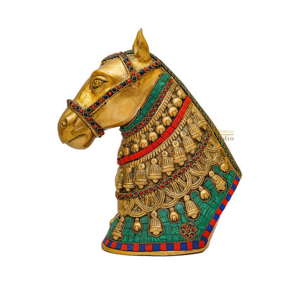 Brass Horse Face Lucky FengShui Vastu Home Décor Gift Showpiece 11" by vendor-unknown - Decor (View 5)