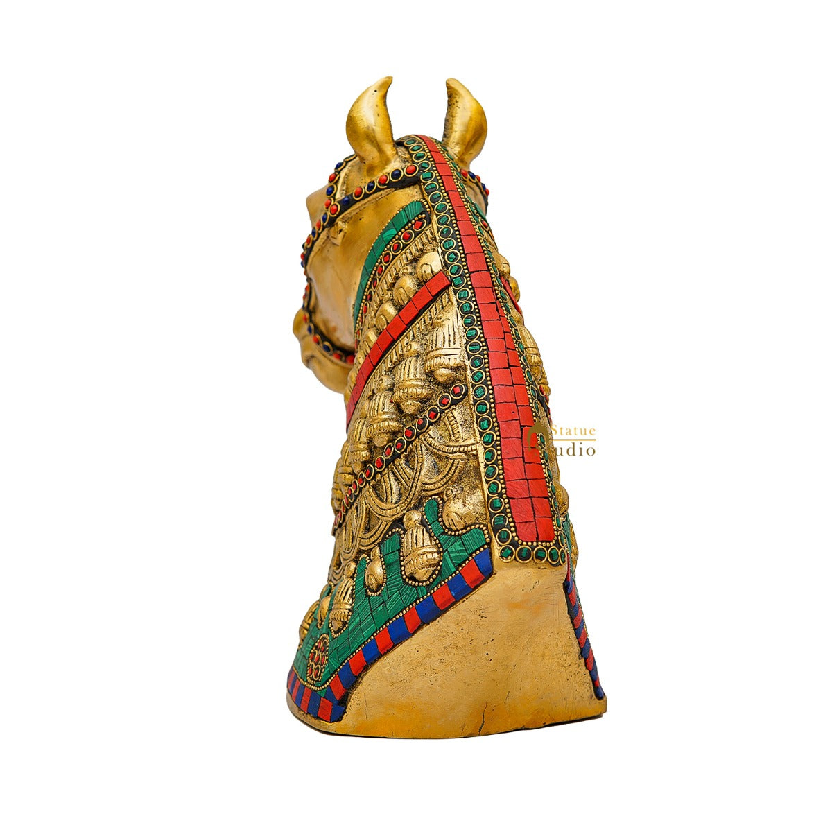 Brass Horse Face Lucky FengShui Vastu Home Décor Gift Showpiece 11" - Image 6