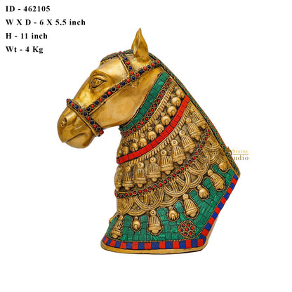 Brass Horse Face Lucky FengShui Vastu Home Décor Gift Showpiece 11" by vendor-unknown - Decor (View 7)