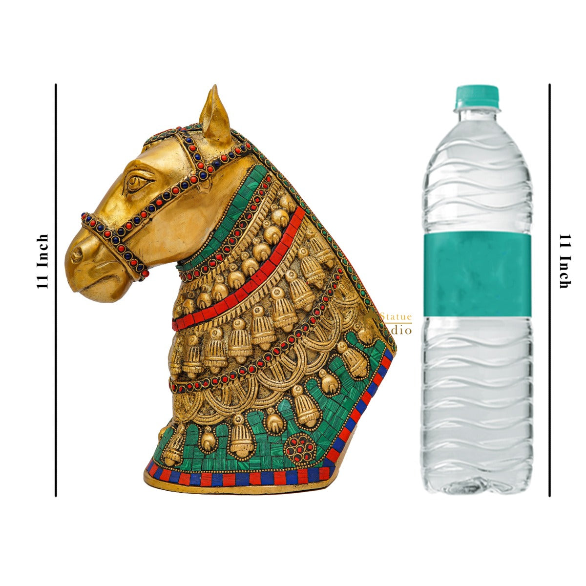 Brass Horse Face Lucky FengShui Vastu Home Décor Gift Showpiece 11" - Image 8